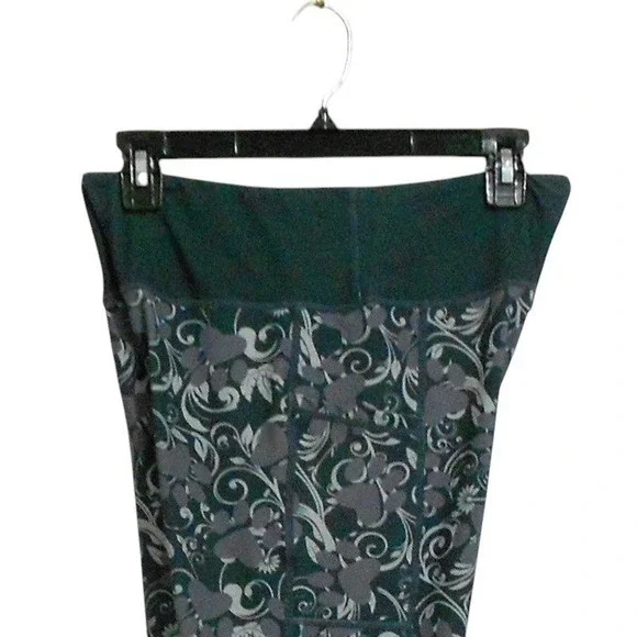 GreaterGood Leggings Womens Medium Gray Floral High Rise Paw Print Side Pockets - Picture 9 of 12